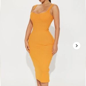 Fashion Nova - Vestido Midi Janelle Knit - Orange  Bodycon Dress